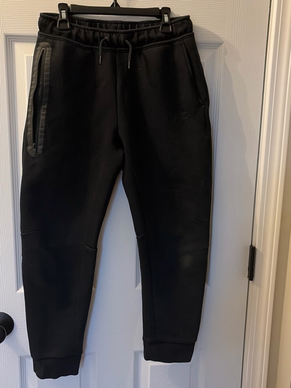 Black Drawstring Joggers with Zippered Pocket